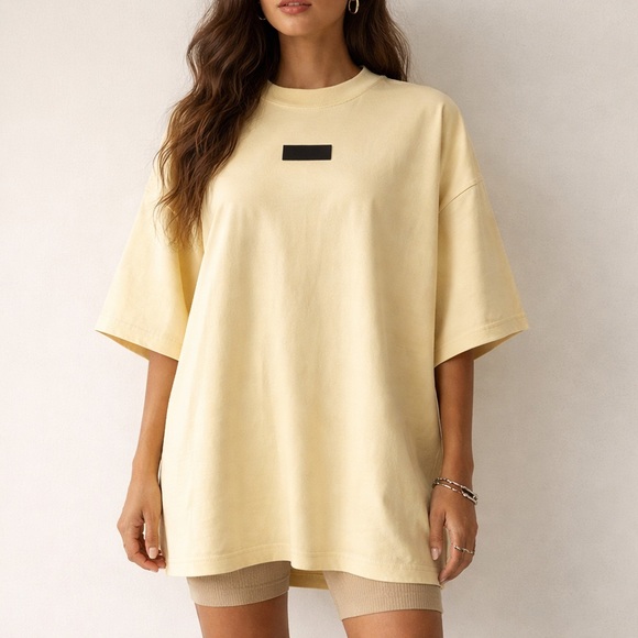 Fear of God Essentials Garden Yellow Oversized Cotton T-shirt Size M